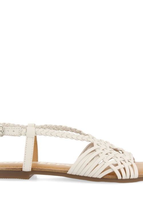 SANDALIAS BLANCAS DE PIEL CON TIRAS CRUZADAS PARA MUJER AIDONE
