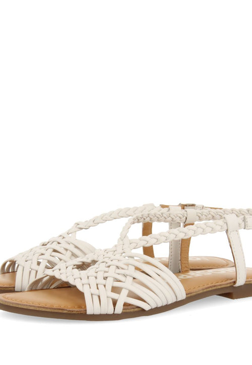 SANDALIAS BLANCAS DE PIEL CON TIRAS CRUZADAS PARA MUJER AIDONE