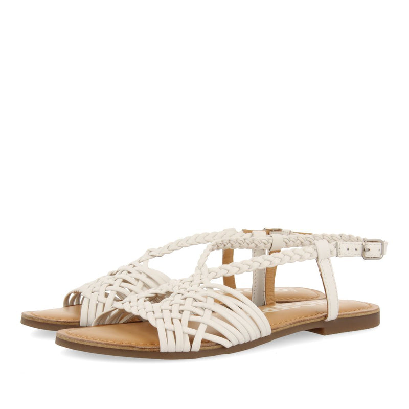 SANDALIAS BLANCAS DE PIEL CON TIRAS CRUZADAS PARA MUJER AIDONE