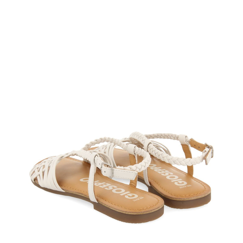 SANDALIAS BLANCAS DE PIEL CON TIRAS CRUZADAS PARA MUJER AIDONE