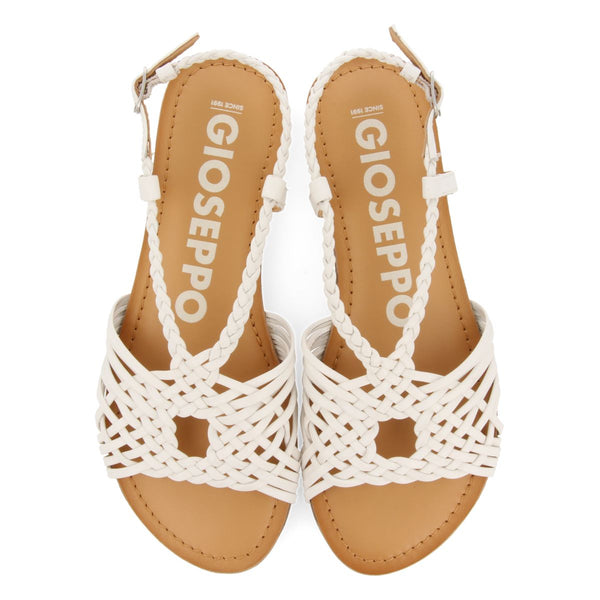 SANDALIAS BLANCAS DE PIEL CON TIRAS CRUZADAS PARA MUJER AIDONE