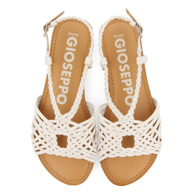 SANDALIAS BLANCAS DE PIEL CON TIRAS CRUZADAS PARA MUJER AIDONE
