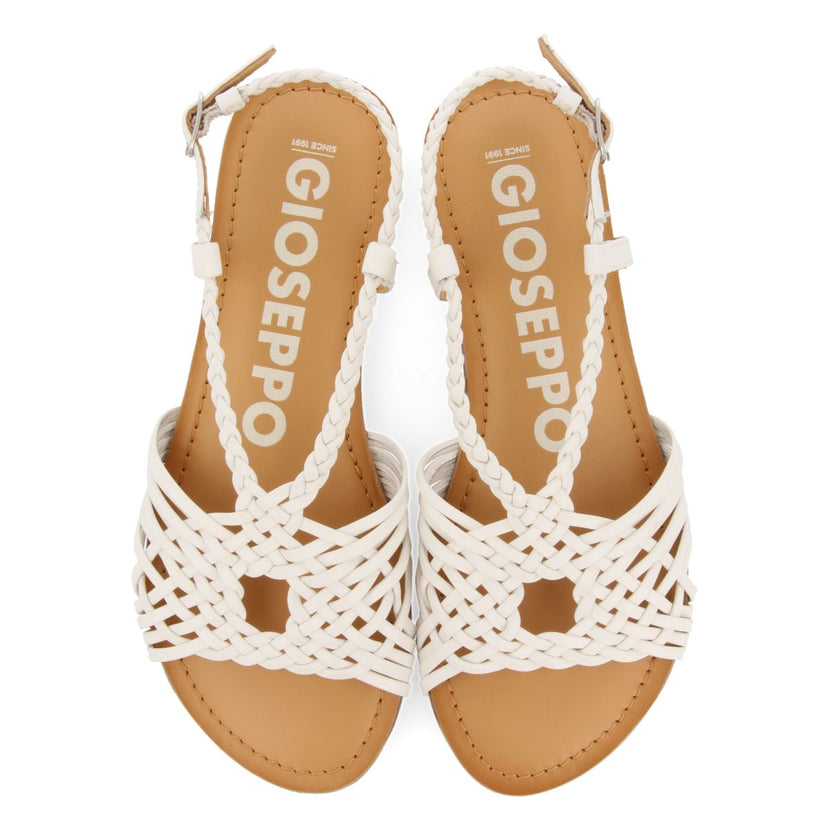 SANDALIAS BLANCAS DE PIEL CON TIRAS CRUZADAS PARA MUJER AIDONE