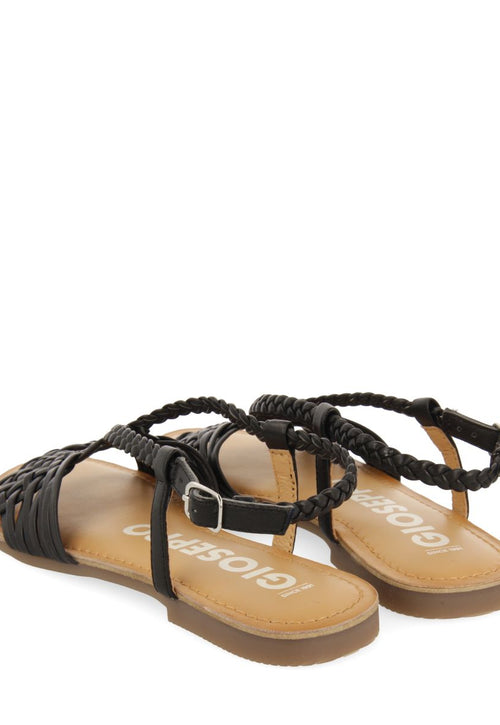 SANDALIAS NEGRAS DE PIEL CON TIRAS CRUZADAS PARA MUJER AIDONE