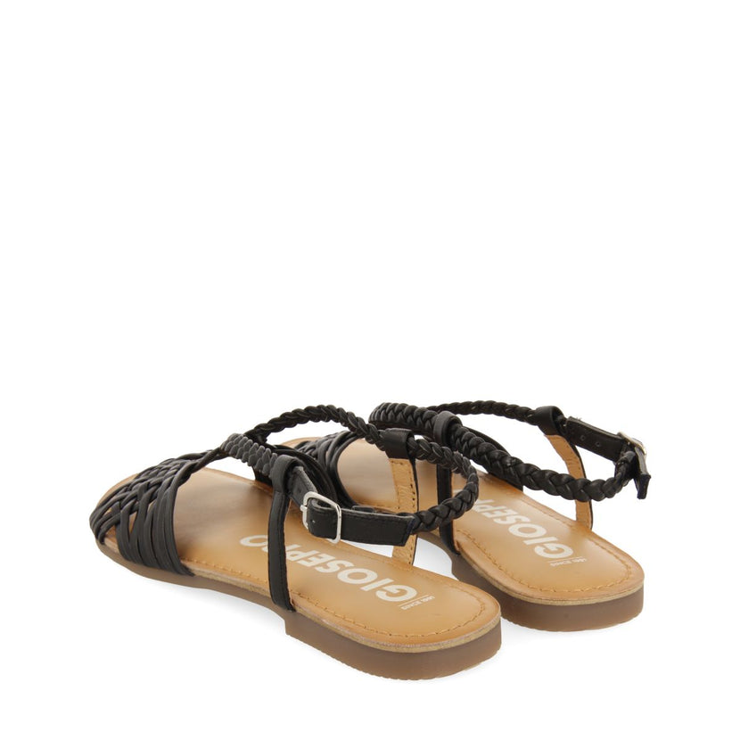 SANDALIAS NEGRAS DE PIEL CON TIRAS CRUZADAS PARA MUJER AIDONE