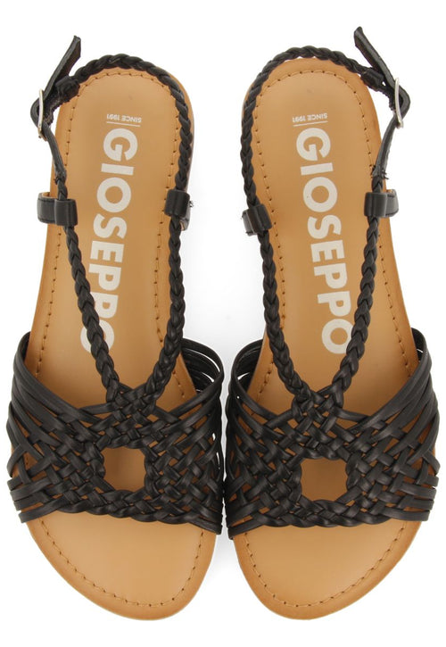 SANDALIAS NEGRAS DE PIEL CON TIRAS CRUZADAS PARA MUJER AIDONE