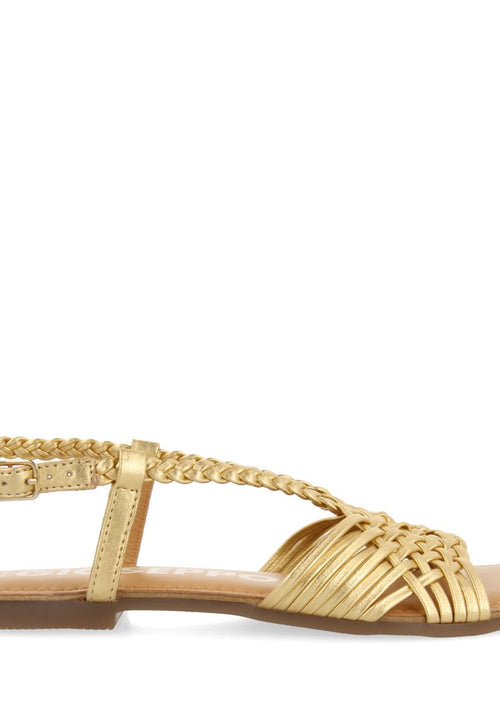 SANDALIAS DORADAS DE PIEL CON TIRAS CRUZADAS PARA MUJER AIDONE