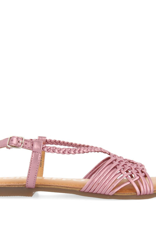 SANDALIAS ROSAS DE PIEL CON TIRAS CRUZADAS PARA MUJER AIDONE