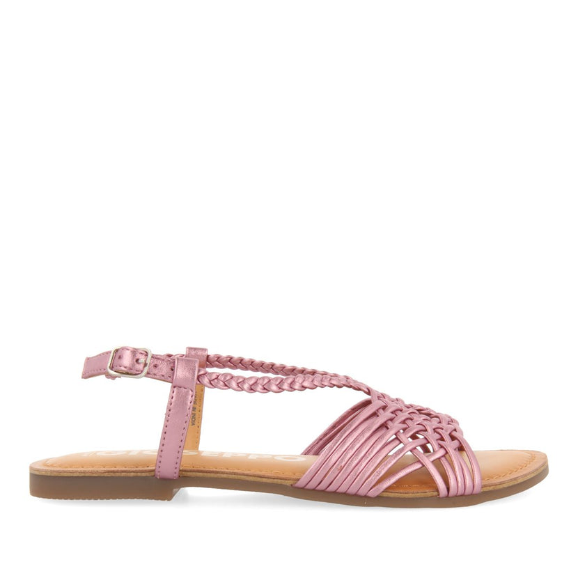 SANDALIAS ROSAS DE PIEL CON TIRAS CRUZADAS PARA MUJER AIDONE