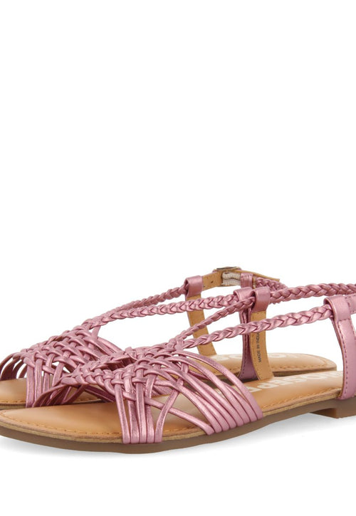 SANDALIAS ROSAS DE PIEL CON TIRAS CRUZADAS PARA MUJER AIDONE