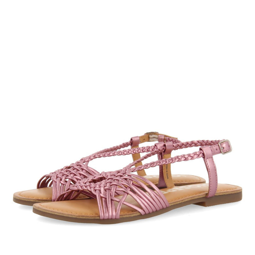 SANDALIAS ROSAS DE PIEL CON TIRAS CRUZADAS PARA MUJER AIDONE