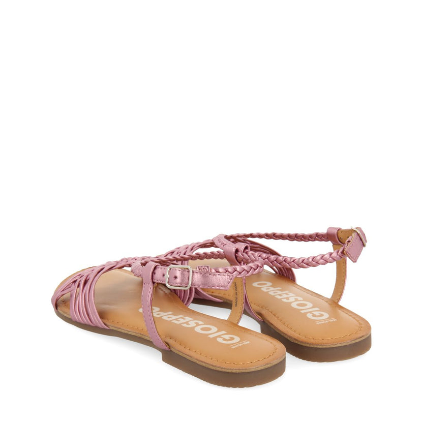 SANDALIAS ROSAS DE PIEL CON TIRAS CRUZADAS PARA MUJER AIDONE