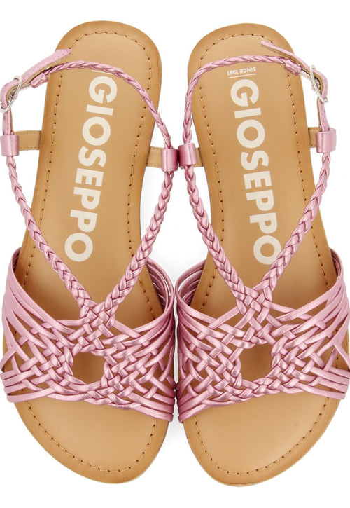 SANDALIAS ROSAS DE PIEL CON TIRAS CRUZADAS PARA MUJER AIDONE