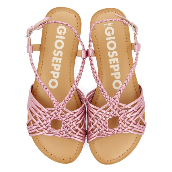 SANDALIAS ROSAS DE PIEL CON TIRAS CRUZADAS PARA MUJER AIDONE
