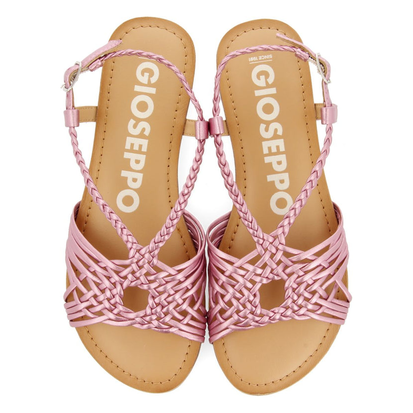 SANDALIAS ROSAS DE PIEL CON TIRAS CRUZADAS PARA MUJER AIDONE