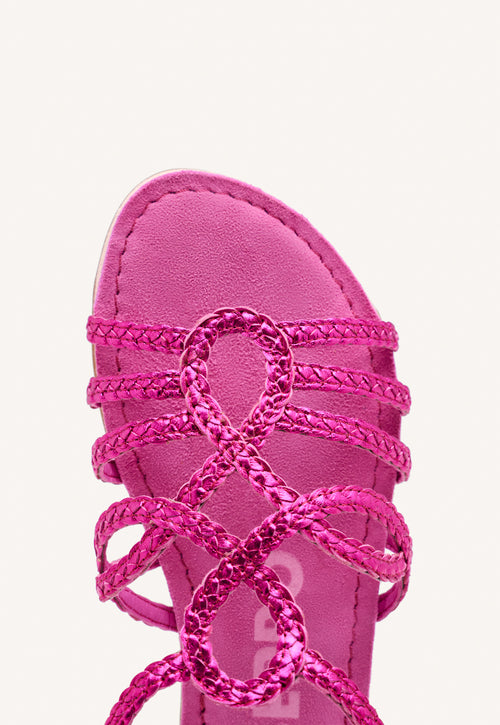 FUCHSIA BRAIDED LEATHER SANDALS FOR WOMEN YAKIMA