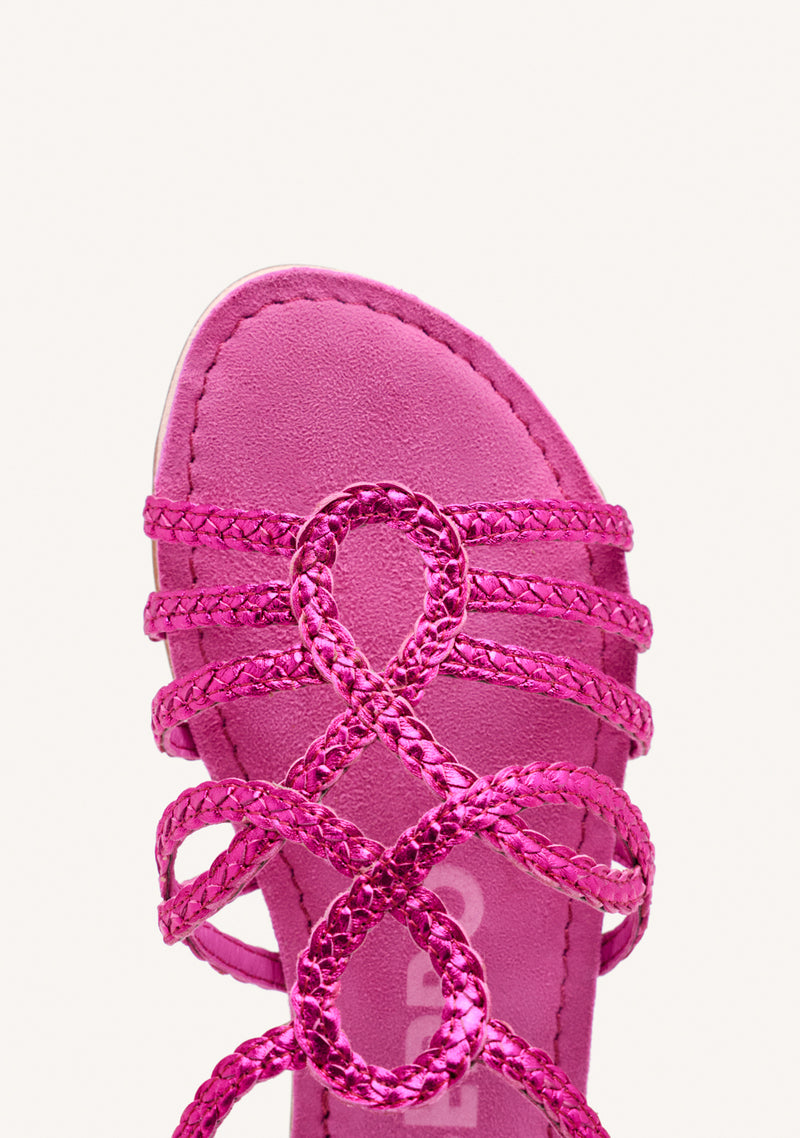 FUCHSIA BRAIDED LEATHER SANDALS FOR WOMEN YAKIMA