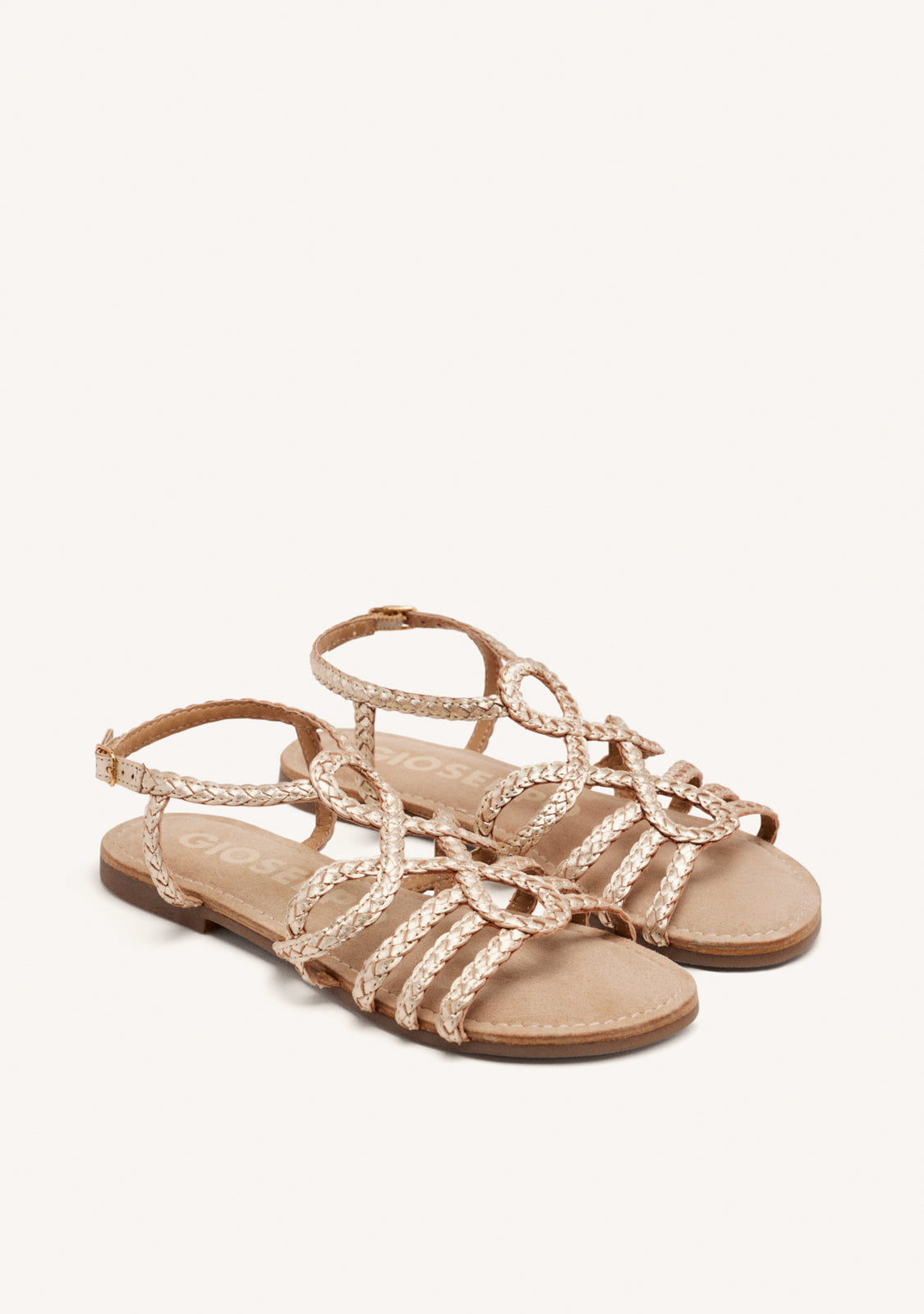 SANDALI DORATI IN PELLE INTRECCIATA PER DONNA YAKIMA