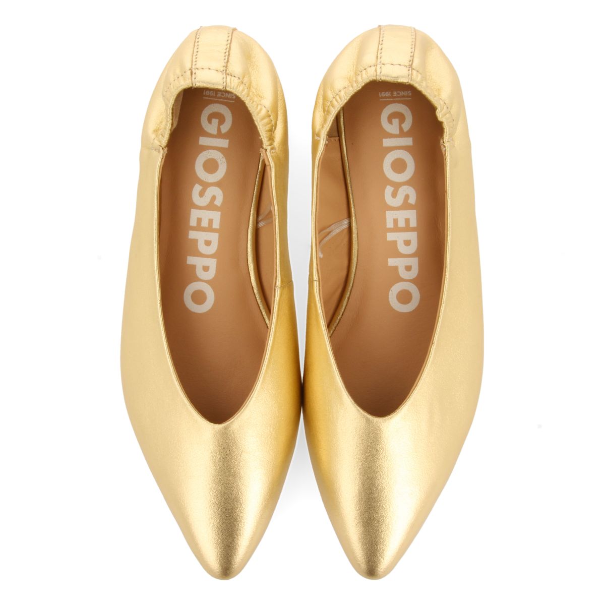 GOLDEN SKIN BALLERINAS WITH FINE POINT AND RUFFLED HEEL FOR WOMEN GUATAY