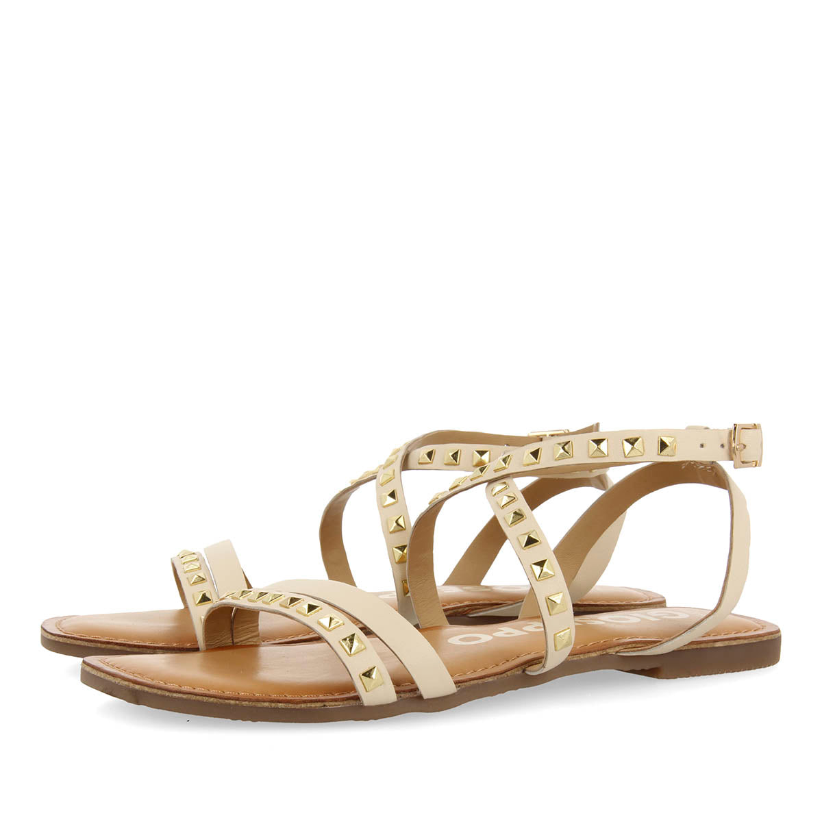 SANDALIAS OFF-WHITE DE PIEL CON TACHAS PARA MUJER MAIZI