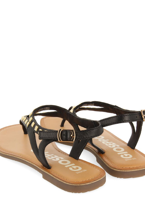 SANDALIAS NEGRAS DE PIEL CON TACHAS PARA MUJER TRILBY