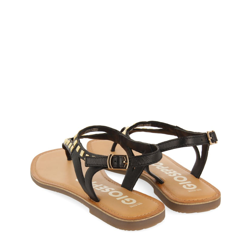 SANDALIAS NEGRAS DE PIEL CON TACHAS PARA MUJER TRILBY