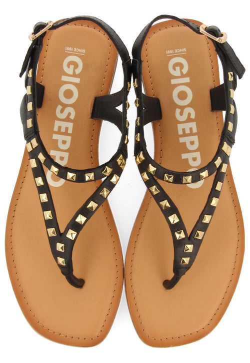 SANDALIAS NEGRAS DE PIEL CON TACHAS PARA MUJER TRILBY