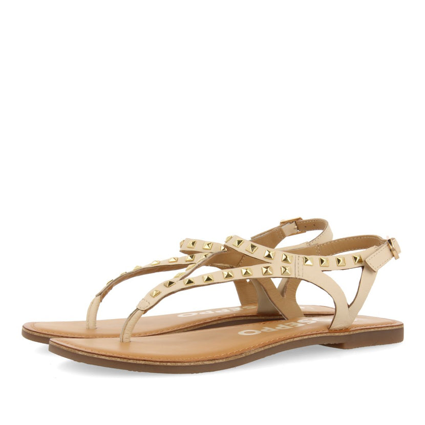 SANDALIAS OFF-WHITE DE PIEL CON TACHAS PARA MUJER TRILBY
