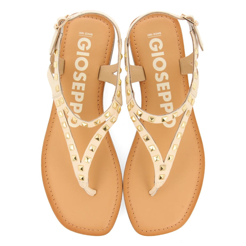 SANDALIAS OFF-WHITE DE PIEL CON TACHAS PARA MUJER TRILBY