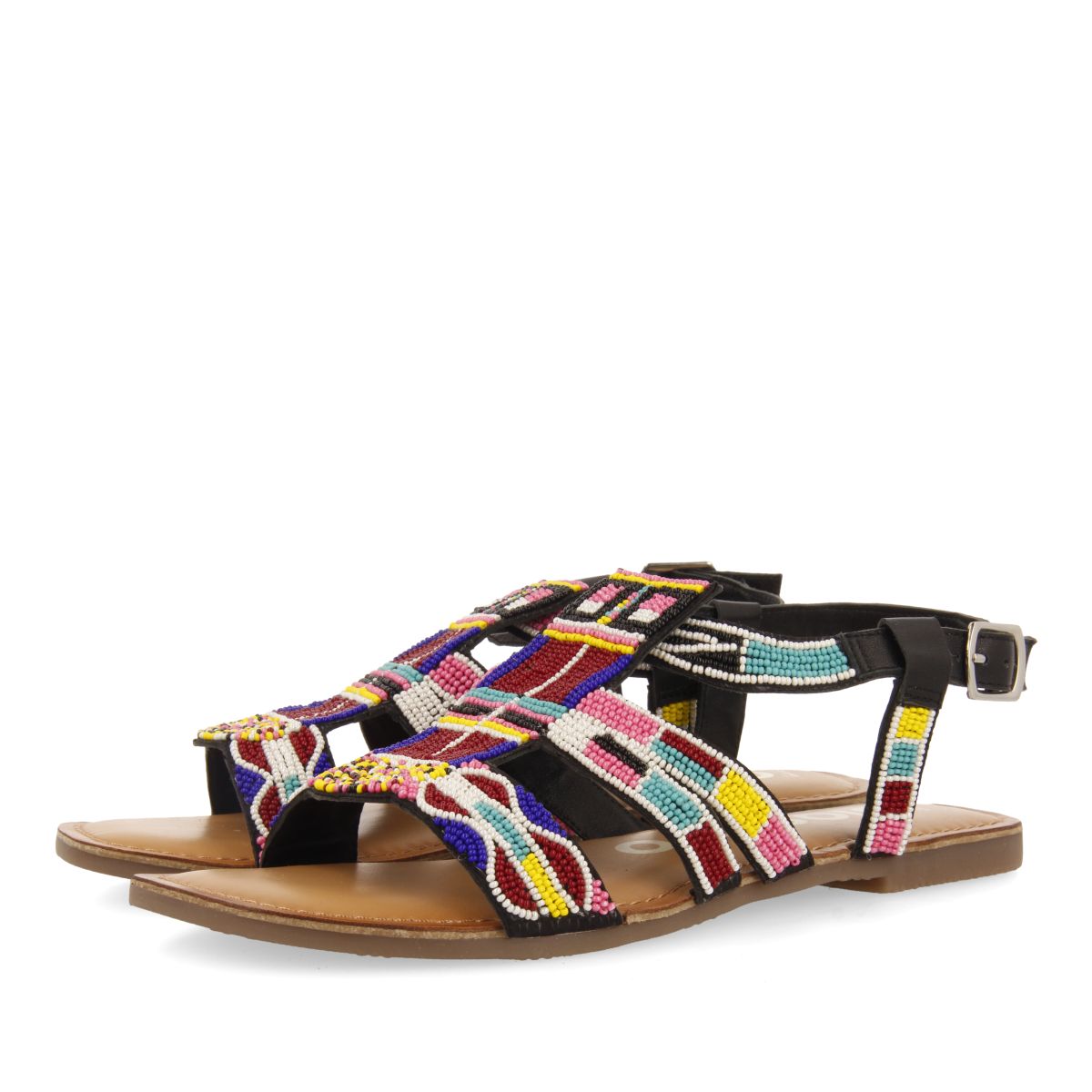 SANDALIAS ÉTNICA CON PIEDRAS MULTICOLOR PARA MUJER RACCUJA