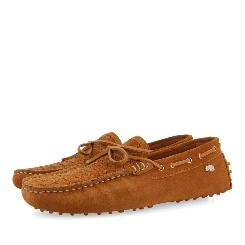 MOCASINES COLOR CUERO DE PIEL CON TRENZADO PARA HOMBRE SCORDIA