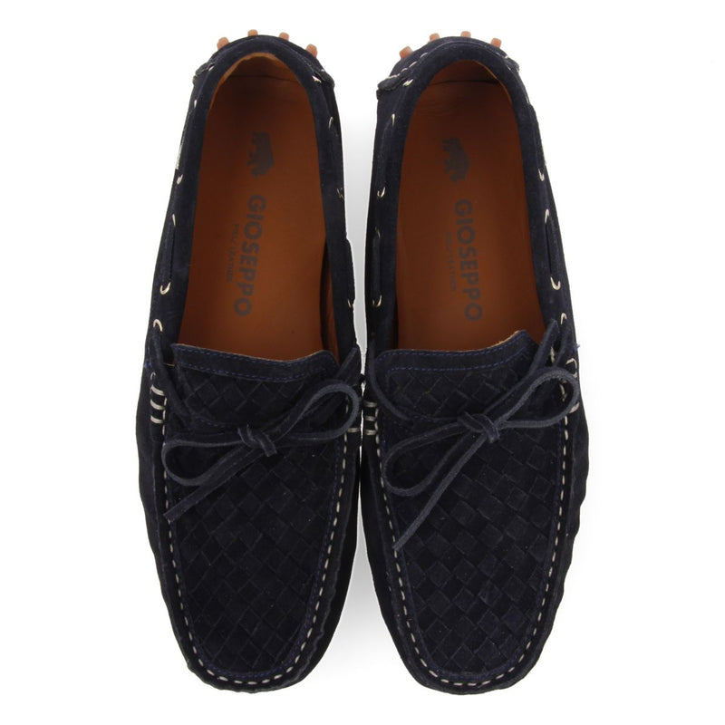 MOCASINES COLOR AZUL MARINO DE PIEL CON TRENZADO PARA HOMBRE SCORDIA