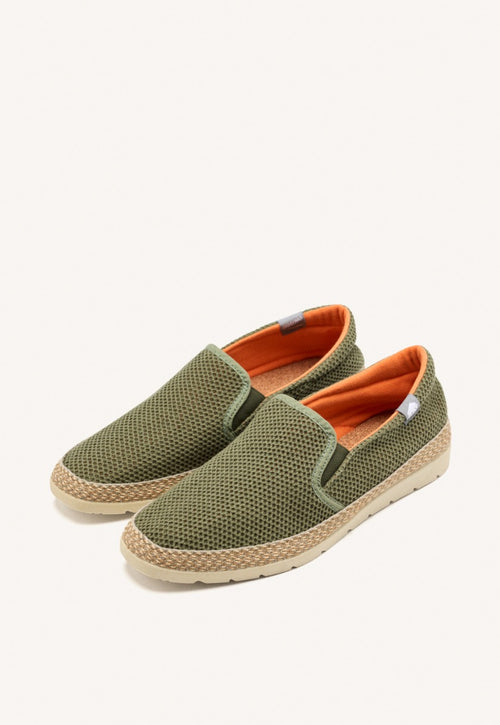 KHAKI MESH ESPADRILLES WITH RECYCLED COTTON FOR MEN YACOLT