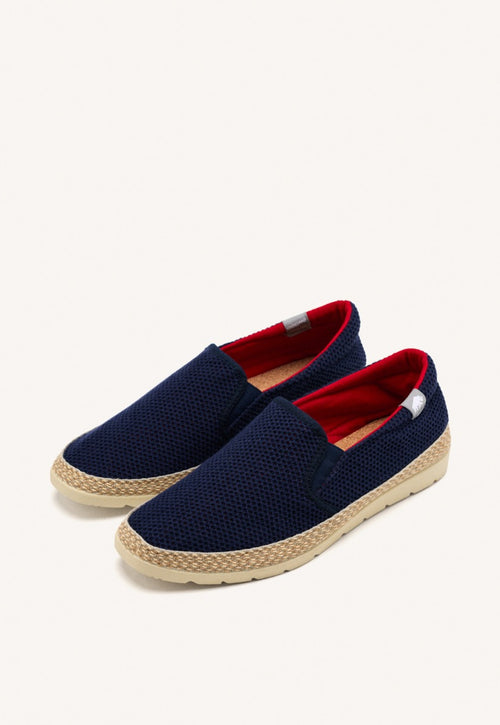 NAVY BLUE MESH ESPADRILLES WITH RECYCLED COTTON FOR MEN YACOLT