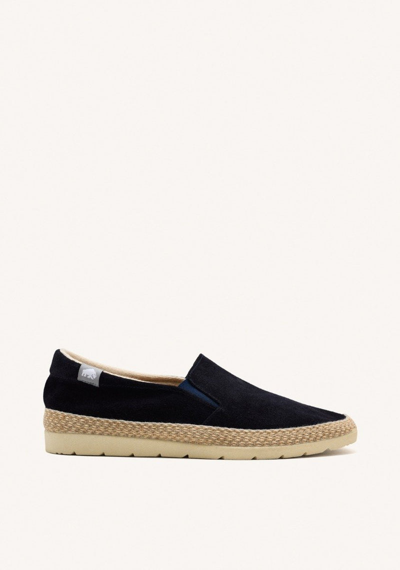 ESPADRILLES COLOR AZUL MARINO DE PIEL CON ELÁSTICOS Y ALGODÓN RECICLADO PARA HOMBRE PROGER