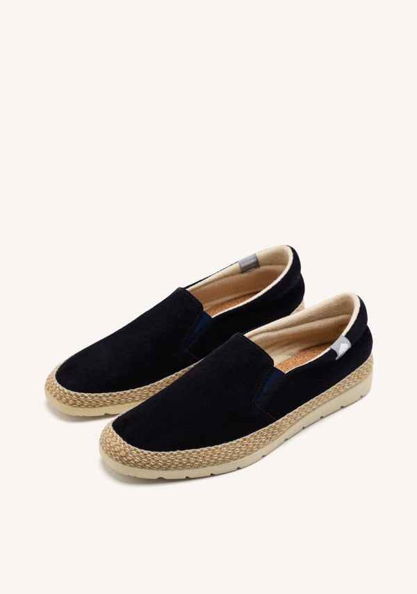 ESPADRILLES COLOR AZUL MARINO DE PIEL CON ELÁSTICOS Y ALGODÓN RECICLADO PARA HOMBRE PROGER