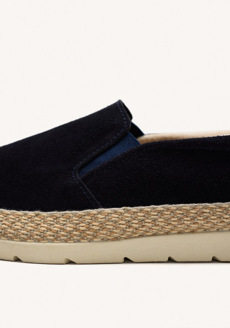 ESPADRILLES COLOR AZUL MARINO DE PIEL CON ELÁSTICOS Y ALGODÓN RECICLADO PARA HOMBRE PROGER