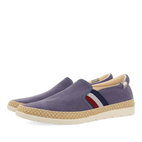 NAVY BLUE ESPADRILLES WITH COLORED ELASTICS AND RECYCLED COTTON FOR MEN WIMER