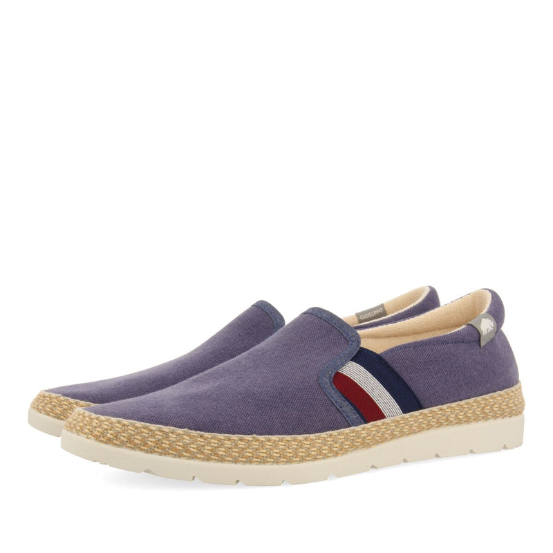 NAVY BLUE ESPADRILLES WITH COLORED ELASTICS AND RECYCLED COTTON FOR MEN WIMER
