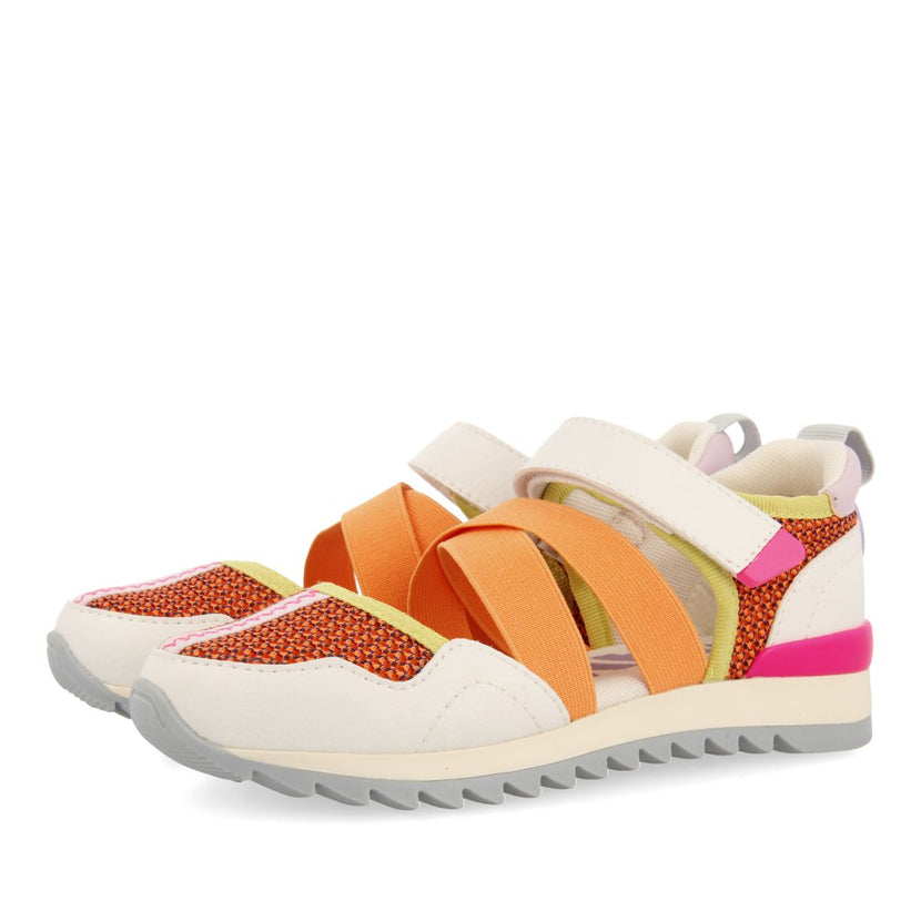 SNEAKERS OUVERTES ORANGES AVEC DÉTAILS MULTICOLORES POUR FILLE ET GARÇON ENSLEY