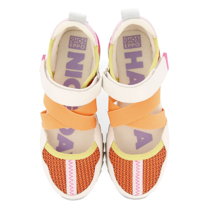 SNEAKERS OUVERTES ORANGES AVEC DÉTAILS MULTICOLORES POUR FILLE ET GARÇON ENSLEY