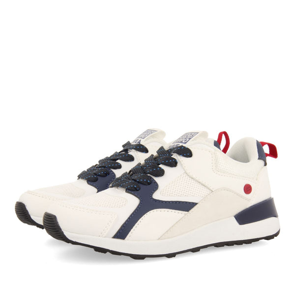WHITE RETRO STYLE SNEAKERS WITH COLORFUL DETAILS FOR BOYS AND GIRLS ZAPOD