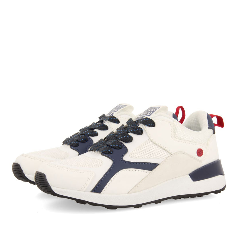 WHITE RETRO STYLE SNEAKERS WITH COLORFUL DETAILS FOR BOYS AND GIRLS ZAPOD