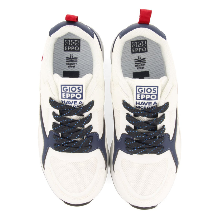 WHITE RETRO STYLE SNEAKERS WITH COLORFUL DETAILS FOR BOYS AND GIRLS ZAPOD