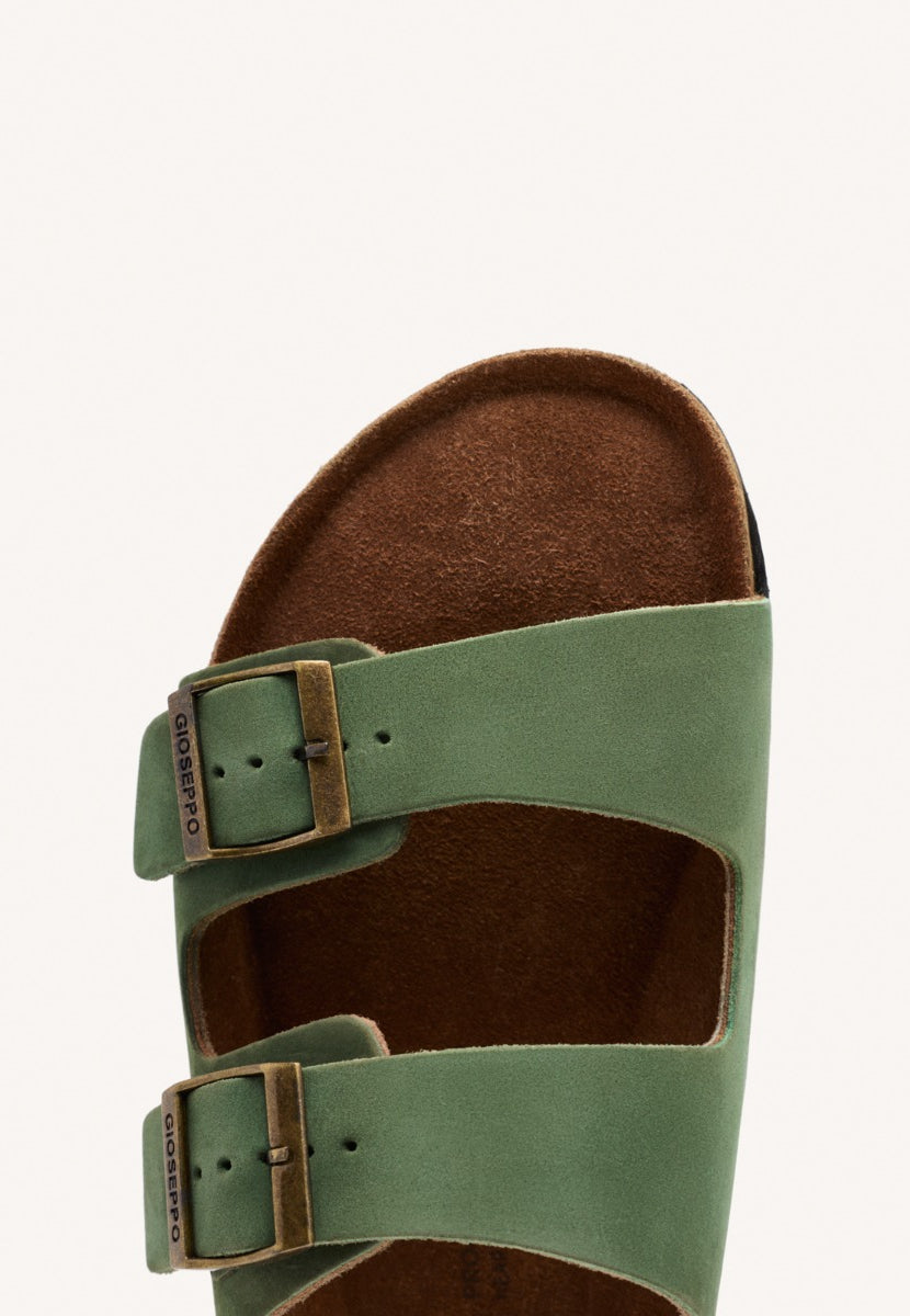 KHAKI LEATHER BIO SOLE SANDALS FOR MEN VIZZINI