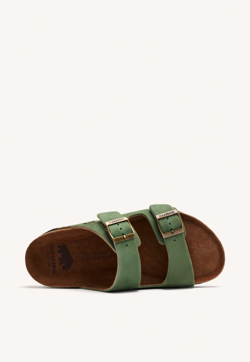 KHAKI LEATHER BIO SOLE SANDALS FOR MEN VIZZINI