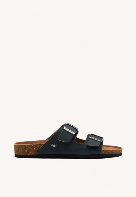 SANDALES NOIRES EN CUIR AVEC SEMELLE BIO POUR HOMME VIZZINI