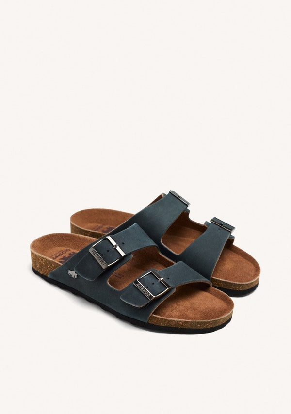 SANDALIAS NEGRAS DE PIEL CON SUELA BIO PARA HOMBRE VIZZINI
