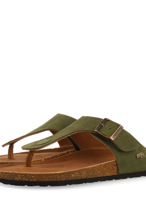 KHAKI LEATHER GREEK STYLE SANDALS WITH BIO SOLE FOR MEN RUSKIN