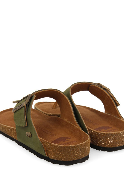 KHAKI LEATHER GREEK STYLE SANDALS WITH BIO SOLE FOR MEN RUSKIN